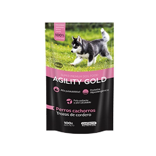 Agility Gold Pouch Trozos De Cordero Perro Cachorro x100 Gr