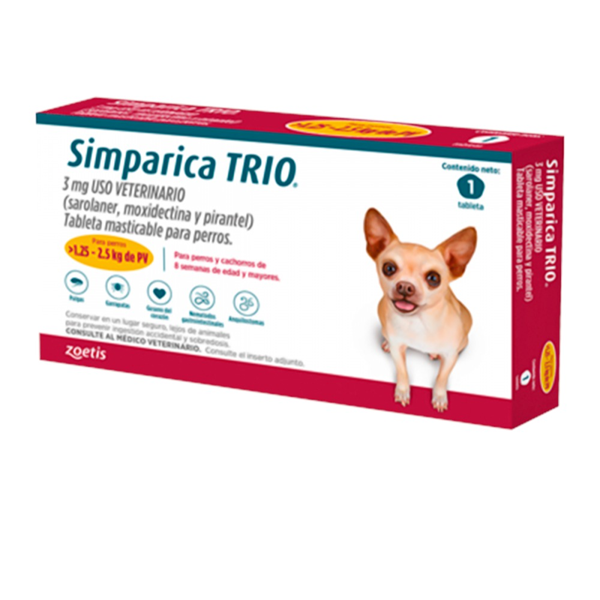 Simparica Trio de 1.25 a 2.5 Kg x1 tab