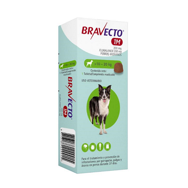 Bravecto 1 Mes-Perros de 10 a 20 Kg